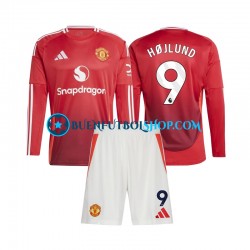 Camiseta de Fútbol Manchester United Rasmus Hojlund 9 2024-2025 Primera Equipación Manga Larga Niño