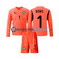Camiseta de Fútbol Marruecos Portero Yassine Bounou 1 2024 Primera Equipación Manga Larga Niño