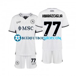Camiseta de Fútbol Napoli Khvicha Kvaratskhelia 77 2024-2025 Segunda Equipación Manga Corta Niño