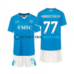 Camiseta de Fútbol Napoli Khvicha Kvaratskhelia 77 2024-2025 Primera Equipación Manga Corta Niño