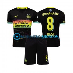 Camiseta de Fútbol PSV Eindhoven Sergino Dest 8 2024-2025 Segunda Equipación Manga Corta Niño