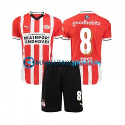 Camiseta de Fútbol PSV Eindhoven Sergino Dest 8 2024-2025 Primera Equipación Manga Corta Niño