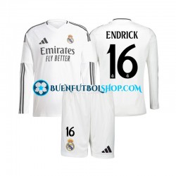 Camiseta de Fútbol Real Madrid Endrick 16 2024-2025 Primera Equipación Manga Larga Niño Camiseta de Fútbol Real Madrid Endrick 16 2024-2025 Primera Equipación Manga Larga Niño