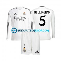 Camiseta de Fútbol Real Madrid Jude Bellingham 5 2024-2025 Primera Equipación Manga Larga Niño