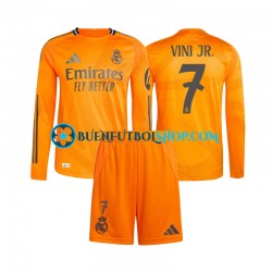 Camiseta de Fútbol Real Madrid Vinicius Junior 7 2024-2025 Segunda Equipación Manga Larga Niño